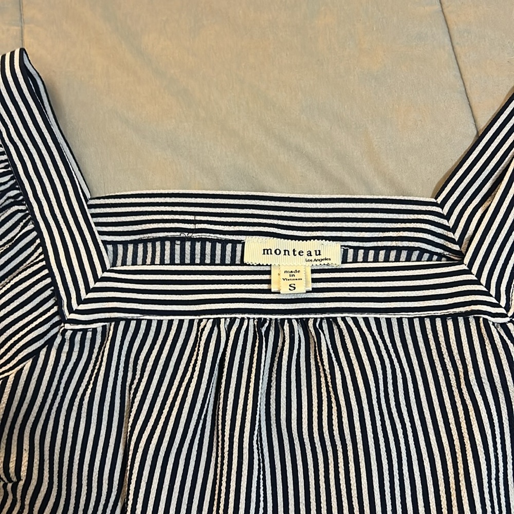 Monteau Navy and White Striped Blouse - Picture 2 of 3
